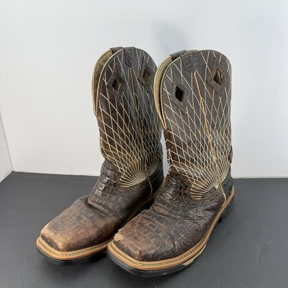 Justin Boots Other - Justin Derrickman Brown Crocodile Print Comp Toe Work Boot Mens 9D Style WK4833